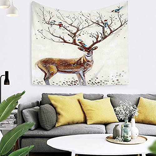 Tapiz de pared con ciervo KnSam para transformar tu salón con decoración marrón de 150x130 cm 8