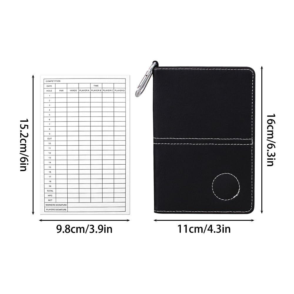 Golf Scorecard Holder, PU leather Golf Log Book with 10 Pcs Golf Scorecards Portable Golf Yardage Book for Golf Training Men & Women - Image 4