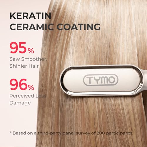 TYMO Hair Straightener Brush, Flat Iron & Hair Brush 2 in 1 for Straightening Hair, Anti-Scald Hot Comb, 5 Temp for All Hair Types (130℃~210℃), Finish with Smooth, Shiny Hair,TYMO RING (Gold) - Image 5