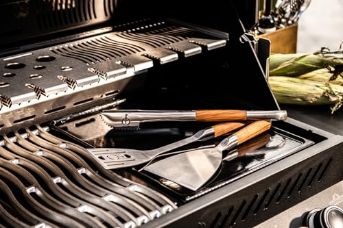 Forged BBQ Plancha spachtel, Grillspachtel, für Gasgrill, Feuerplatte und Teppanyaki, Olivenholz griff