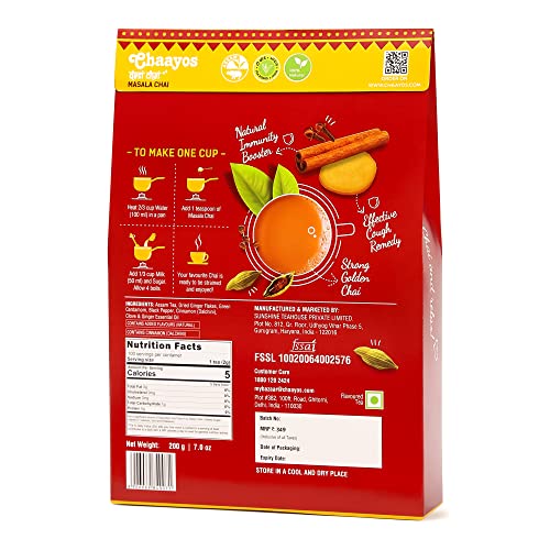 Image of Chaayos Masala Tea 1kg, Strong Chai with Goodness of Adrak, Elaichi, Tulsi, Cinnamon & Clove For Chai Lovers Across India, 100% Immunity Booster, All Natural Ingredients, Black Tea