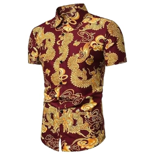 Chemise homme style chinois dragon d'été aux finitions haut de gamme