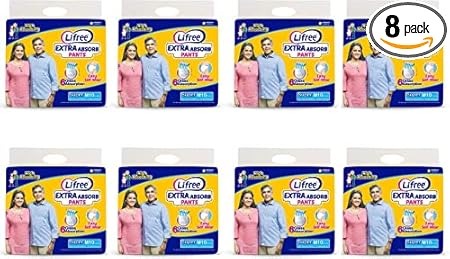 LIFREE Adult Diaper -Medium Set of 8 packs (10 pcs each)