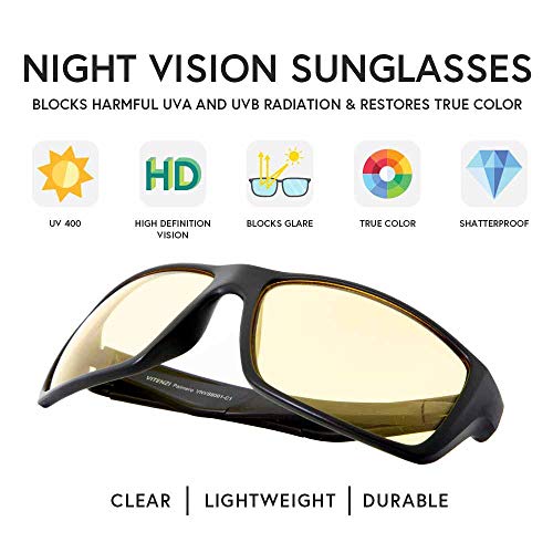 VITENZI Night Vision Glasses for Men and Women Anti Glare Safety For Night Day Driving HD Yellow Tinted Sunglasses Palermo3