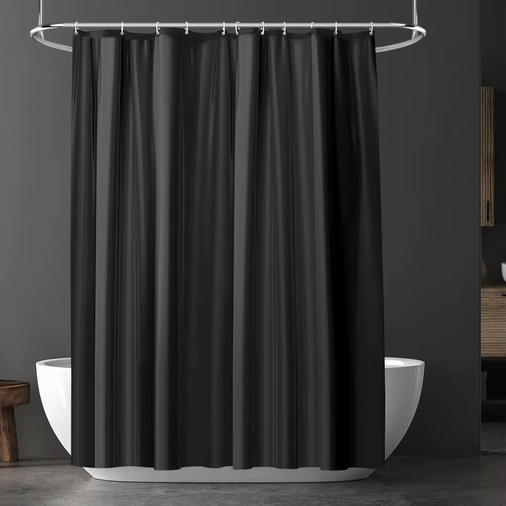 HNBFKD Black Shower Curtain for Bathroom, Mould Proof and Mildew Resistant Washable Bathroom Curtains with Hooks, Plain Colors Bathtub Curtains for Bath Tub Shower Stall 80x150cm/(WxH)