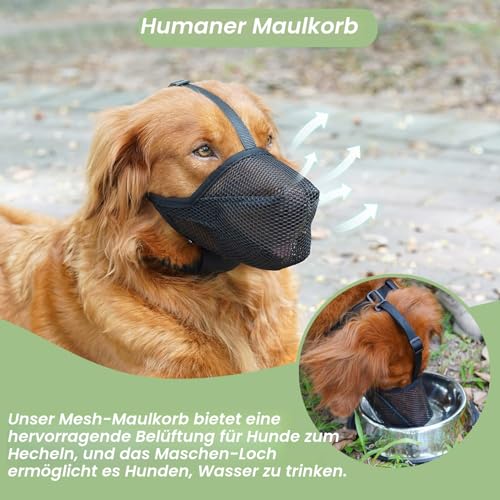 Maulkorb für Hunde, weicher Netzmaulkorb für kleine, mittelgroße und große Hunde, verstellbare Welpenmaulkörbe zum Auffangen von Beißen, Lecken und Kauen, ermöglicht Hecheln und Trinken