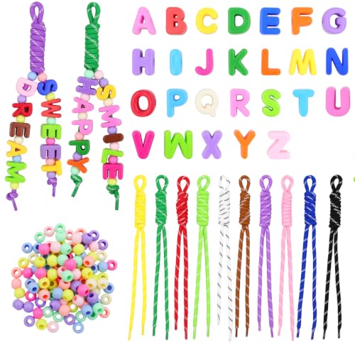 188Pcs Large Letter Beads Kit 78 3D Bubble Alphabet Beads A-Z 10 Colorful Paracord Straps and 100 Spacer Beads for DIY Backpack Purse Luggage Charms and Keychains