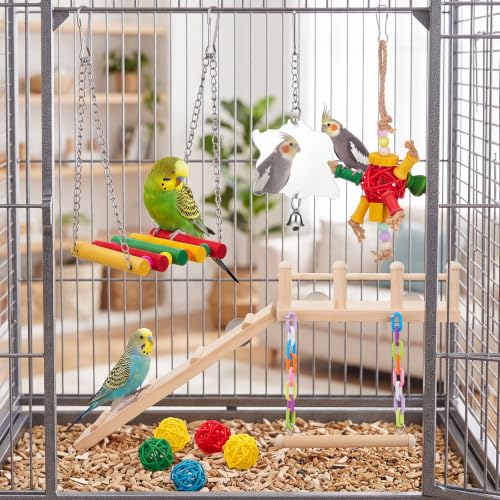 Image of 14 Pcs Parakeet Cockatiel Bird Toys,Deluxe Style