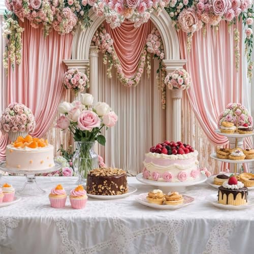 Fondo fotográfico de tela 10X8FT rosa floral para eventos miniatura 3