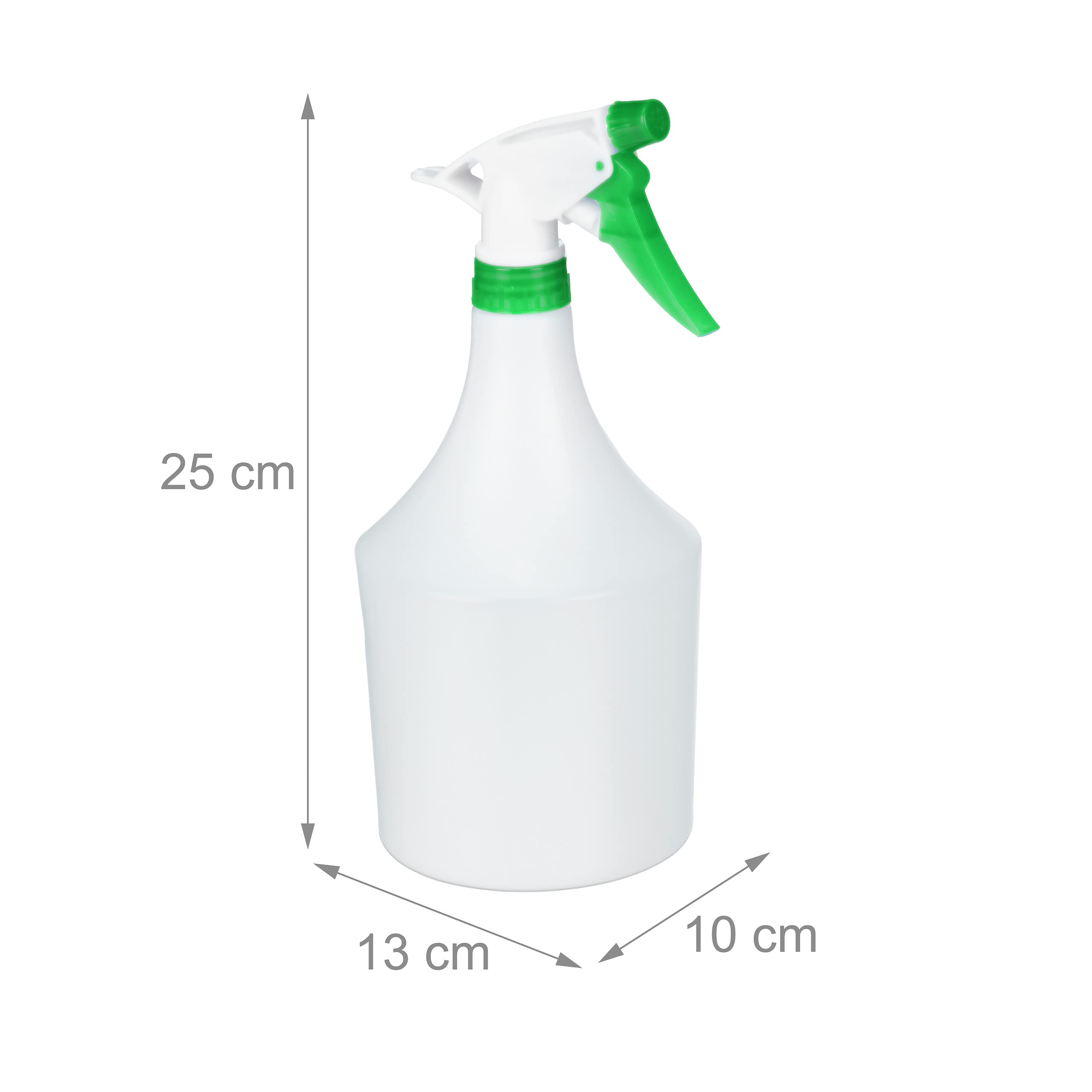 Relaxdays Set de 24 pulverizadores 1 Litro, Boquilla Ajustable, Bote de Spray con Escala, de Plástico, Blanco y Verde