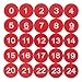 Plastikowe numerowane tabliczki numeryczne grawerowane numerowane etykiety bez otworu okrągłe (0-100, czerwone)