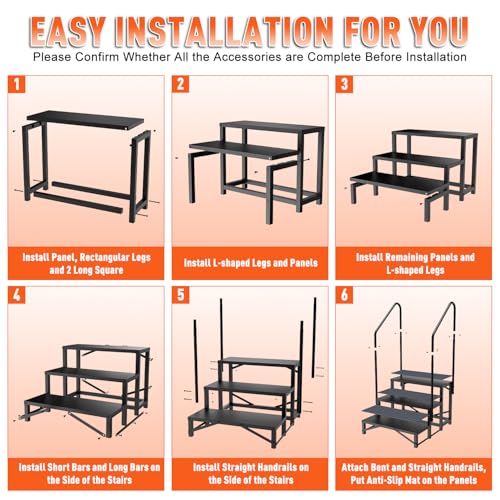 Image of 3-Step RV Steps with Dual Handrails, Heavy Duty Steel, 660 LBS Max Load