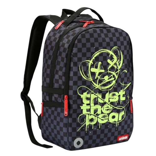 UNIKER Graffiti Backpack, Designer Laptop Backpack for 15.6 Inch Work,Water Resistant Backpack Computer Bag,‌CheckeredBear‌