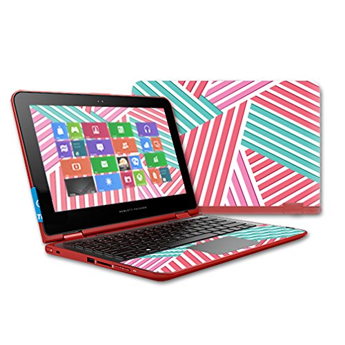 MightySkins Skin Compatible with HP Pavilion x360 11t Touch Laptop case wrap Cover Sticker Skins Pastel Stripes