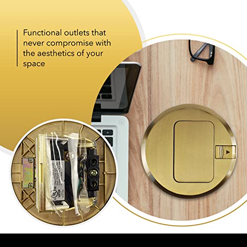 Select Lighting Slfb-Pu-Usb-Br 20A Pop Up Usb Outlet Receptacles, Tamper Resistant Round Electrical Floor Box With Brass Cover, Retractable Recessed Socket For Countertops & Floors #TOP6