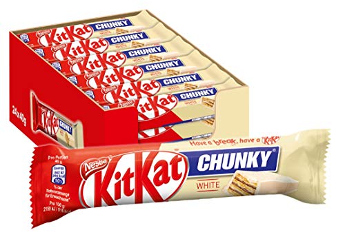 Nestlé KitKat ChunKy White, knuspriger Schokoriegel, mit weißer Schokolade & knuspriger Waffel, Multi-Pack, Menge: 24er Pack (24 x 40 g)