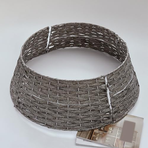 Jupe de sapin de Noël gris petit, support réutilisable et cache-pied rond rustique