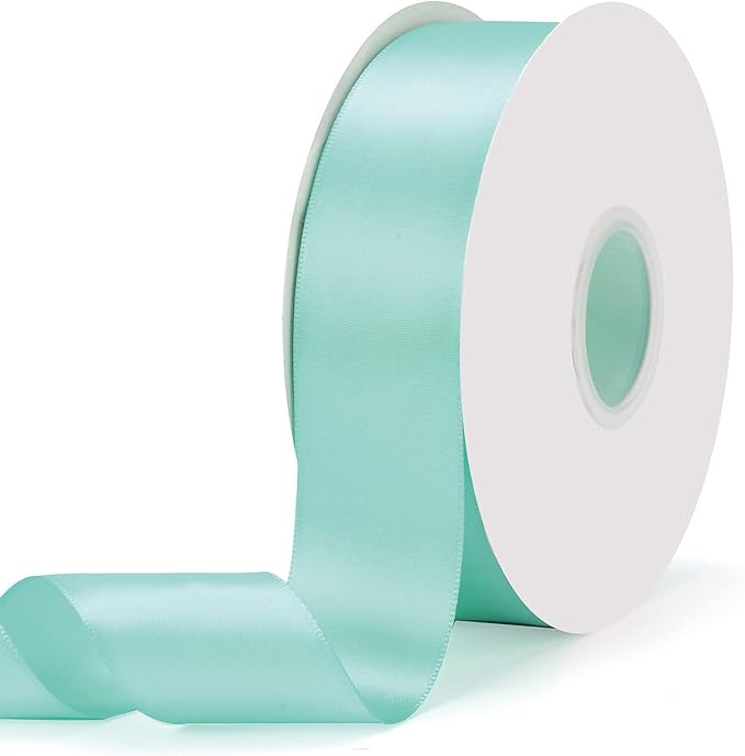 Amazon.com: Ewaymado Solid Color Aqua Blue Double Faced Satin Ribbon 1 ...