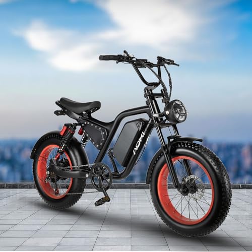 Image of Aoki Street Ghost Electric Bicycle | 48V 250W Motor | 105km Range | 15.6Ah Removable Battery | Dual Rear Suspension | Moto-Style with Indicators | Black