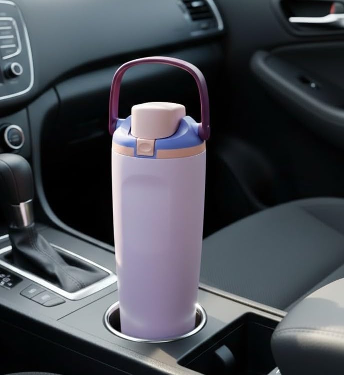 Image of FreeSip Gym Water Bottle 30oz - Leak Proof Lock Lid, Matte Metallic Finish, Carry Handle, Durable Stainless Steel, Perfect for Workout & Sports (Light Lavender, 900 ML)