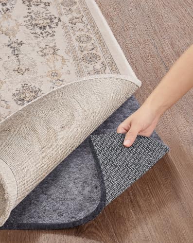 Veken Non Slip Cushioned Rug Pad Gripper 8 x 10 Ft Felt and Silicone Backing 1/4 inch Thick Carpet Liner for Hardwood Floors Under Area Rugs Mat More Than 99 Pcs Anti-Slip Long Strips Pattern