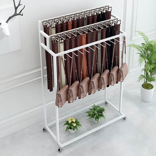 Colgador de cinturón de metal de doble cara para colgar bufandas y corbatas, ahorro de espacio para chales, bolsos y accesorios en venta al por menor de ropa