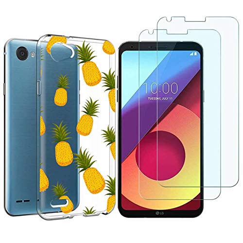 LG Q6 Case with 2 Pack Glass Screen Protector Phone Case for Men