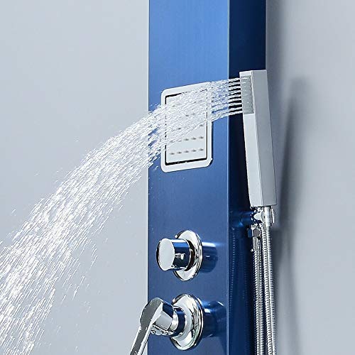 Kit de pomme de douche confortable bleu océan avec panneau de commande mural