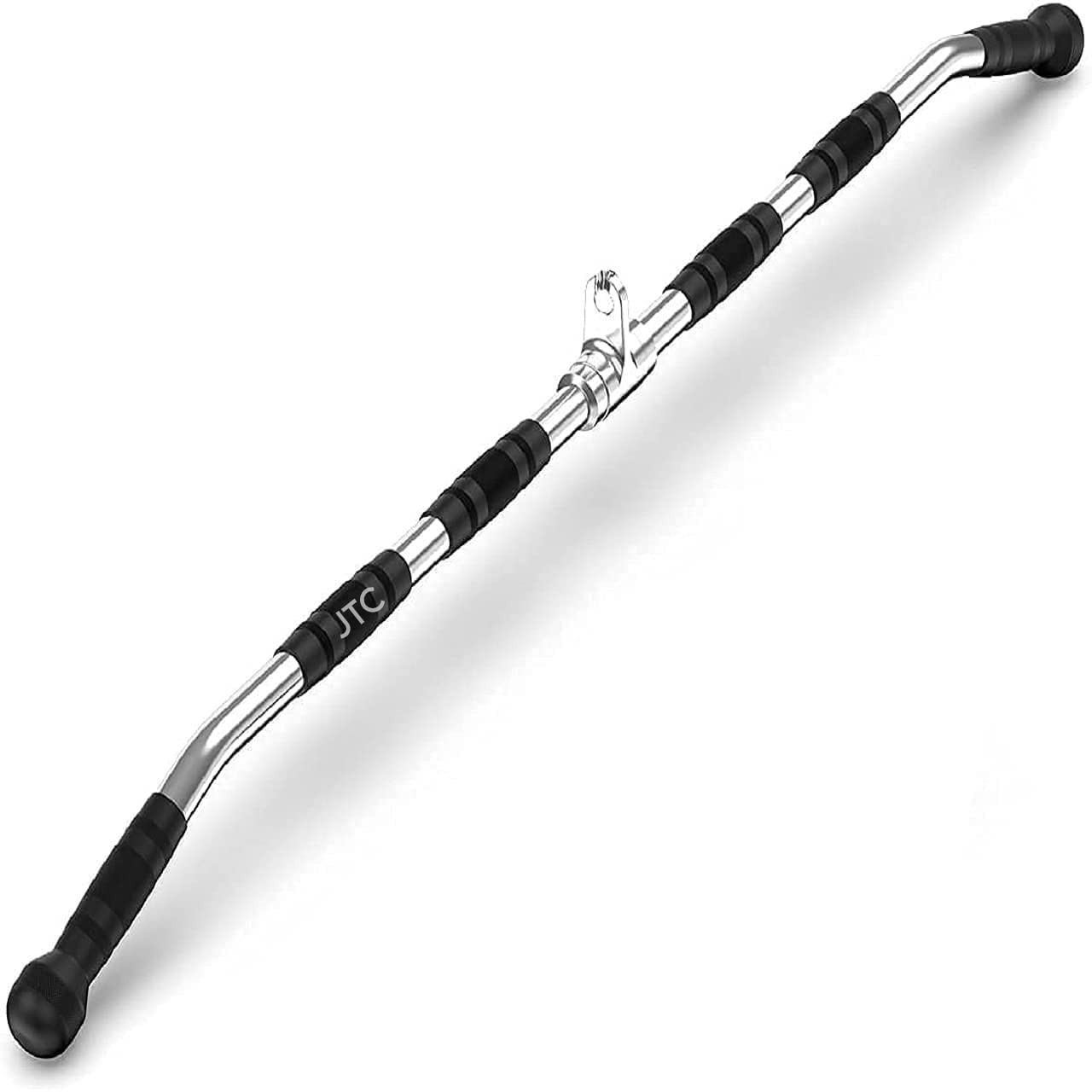 JTC LAT Bar 48 Inch Cable Attachment with Rubber Handgrips, Deluxe Heavy Duty Solid Curl Bar Revolving Hanger Home Gym Cable Attachment (LAT Bar 48 Inch) (Style A)