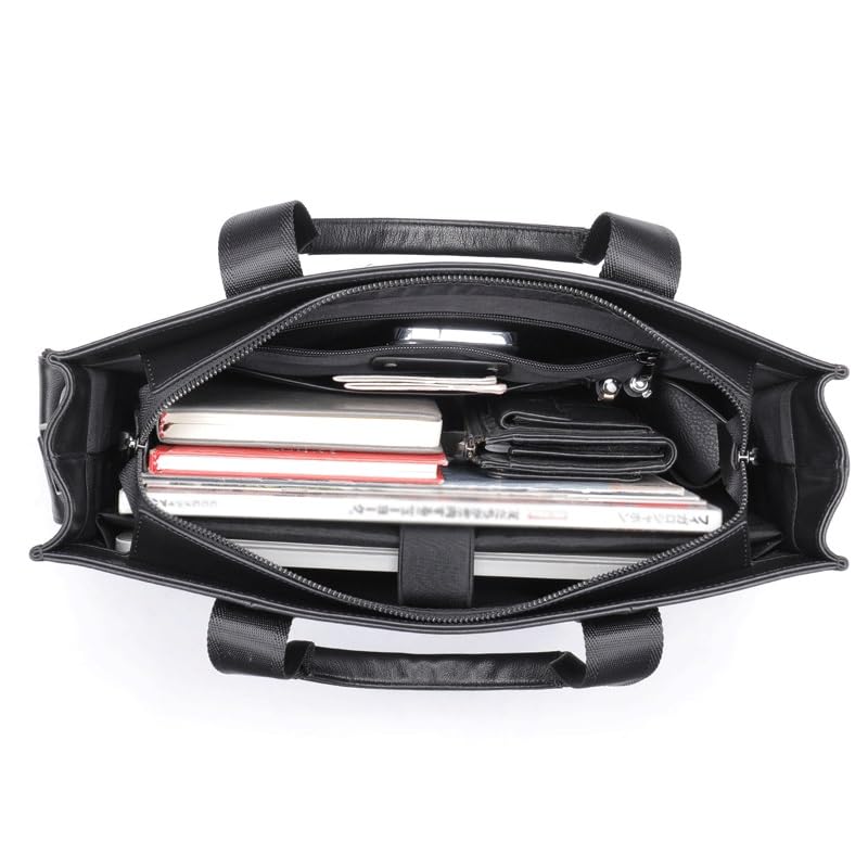 JSEIAJB Leather Crossbody Bag Carrying Tote Large Capacity Briefcase Horizontal Computer Bag4