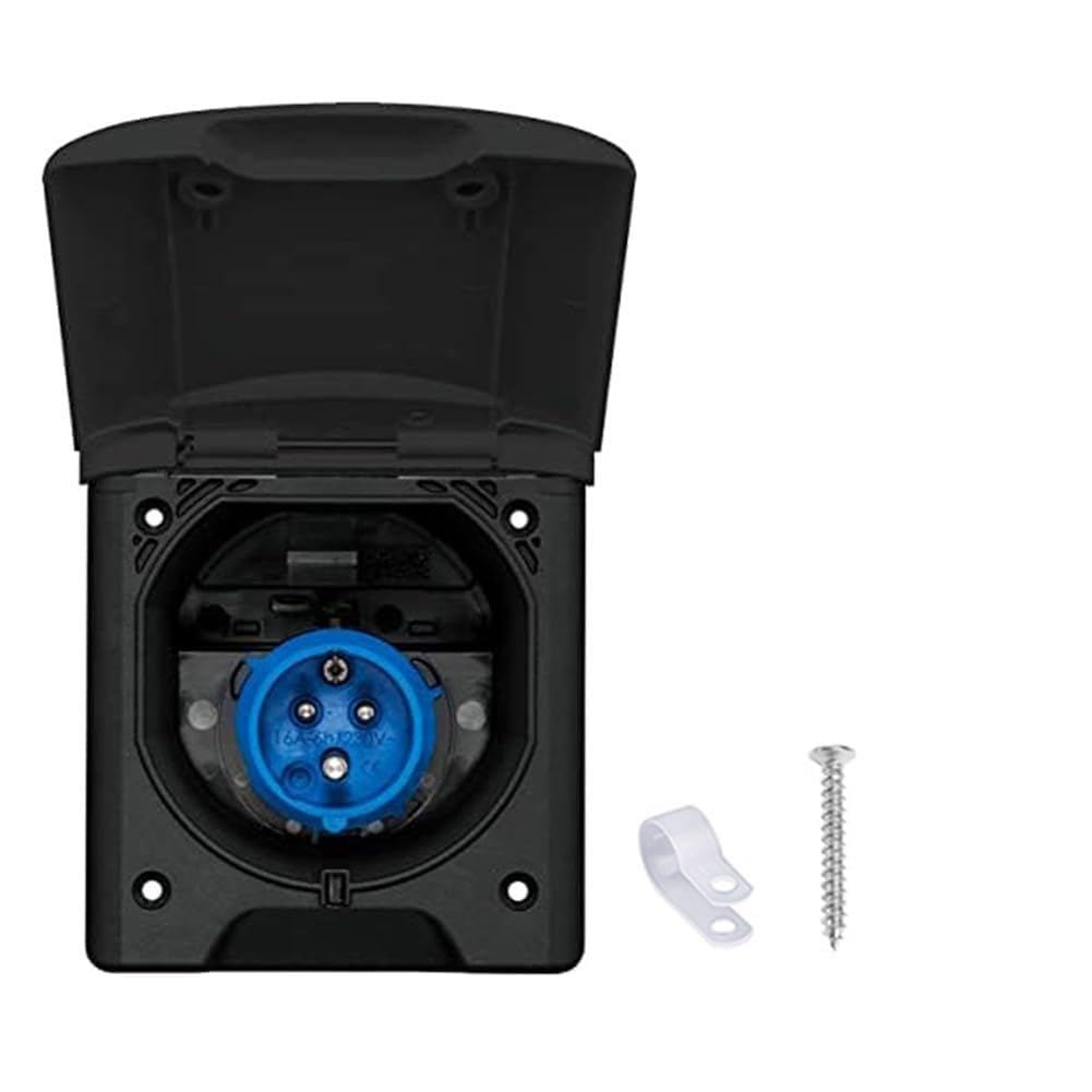 Presa di alimentazione CEE 230 V 16 A 3 pin per camper, coperchio pieghevole, alloggiamento ABS UV