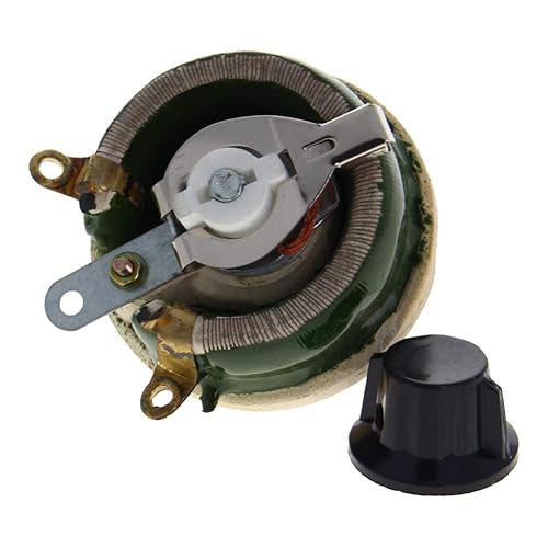 Miniatura 45 de Heyiarbeit Potenciómetro de alambre de cerámica enrollado de 150 ohmios 25 W Resistencia de reóstato variable lineal con perilla para atenuadores