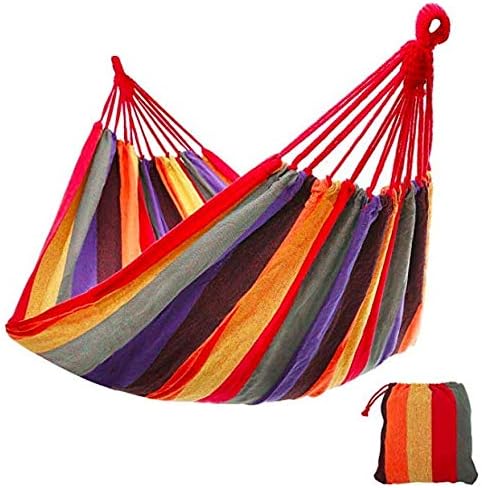 SONGMICS Cotton Hammock Swing Bed for Patio, Porch, Garden or Backyard Lounging - Heavy-Duty, Lightweight and Portable - Indoor Outdoor - Natural White UGDC210
