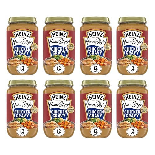 Image of Heinz HomeStyle Classic Chicken Gravy, Savory Poultry Base, Ready to Serve Gravy for Quick Mashed Potatoes and Easy Roast Meals, 12 Ounce (Pack of 8)
