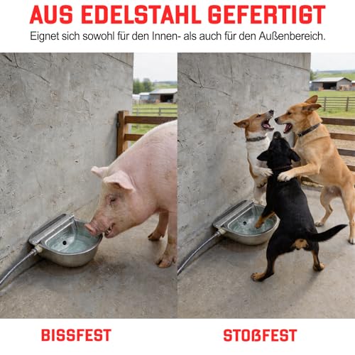 Viehtränke Edelstahl Mit Geflochtenem Schlauch Und Befestigungsbolzen Schwimmer-Tränkebecken FüR TräNkebecken FüR Rinder Schafe Hunde Und Pferde (Without Drainage Hole)