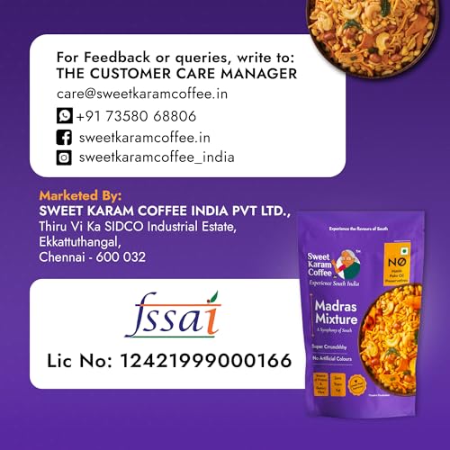Image of Sweet Karam Coffee Special Madras Mixture - 500grams | No Palm Oil or Preservatives | Authentic South Indian Namkeen Snack | Crispy & Fresh Homemade Taste | Perfect Tea-Time Savory