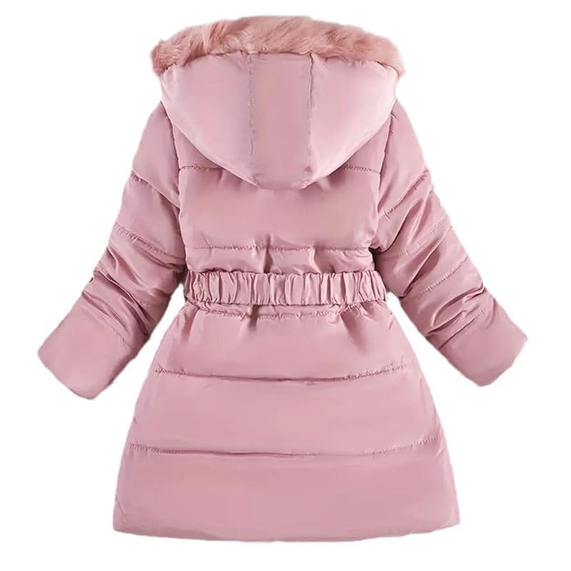 Veste d'hiver pour fille - Parka à capuche rembourrée avec capuche amovible, col en fourrure, poches ceinture - Manteaux d'école chauds pour filles de 3 à 12 ans