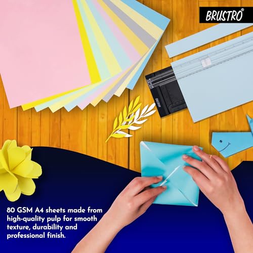 Image of BRUSTRO Copytinta Coloured Craft Paper A4 Size 80 GSM Light Yellow Shade (Banana), 60 Sheets Pack | Double Side Colored, Ideal for Origami, Scrapbooking, Making Card, DIY Art & Craft.