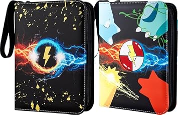 Jravkfi Card Binder 4 Pocket with 50 Removable Sleeves-Can Hold 400 Cards,3-Ring Zipper Sports Book is Gifts for Boys and Girls-2 Packs