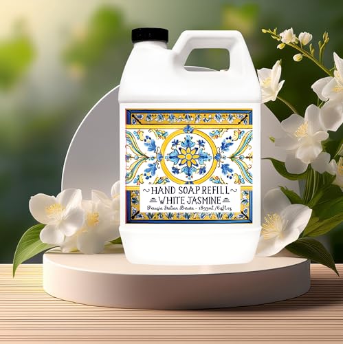 Image of Home & Body Company Perugia Italian Deruta Hand Soap Refill Set, White Jasmine and Coconut Citrus Scents, 64 Fl Oz Bottles, 2-Pack