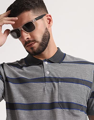 Image of INKKR Striped Men Polo Neck Half Sleeve T-Shirt