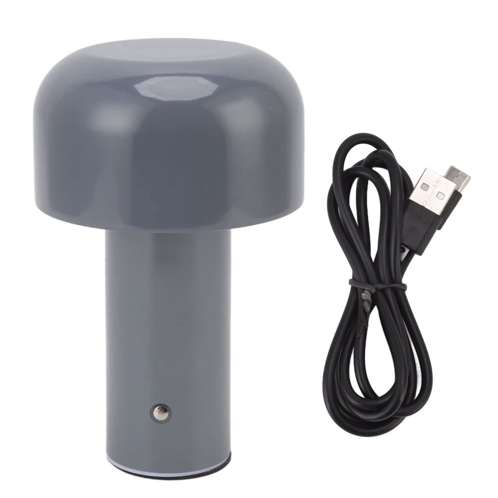 LIZEALUCKY USB Touch Mushroom Light Touch Control Mini Light 3 Color Temperature Adjustable Brightness for Restaurant Desk Rechargeable Table Lamp (Gray)
