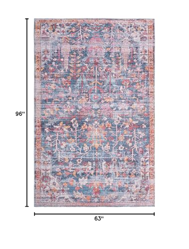 Tapete rectangular azul marino 5'3 x 8' de poliéster miniatura 2