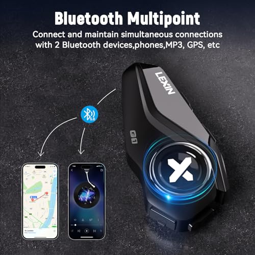 Lexin G1 Motorcycle Bluetooth Headset, Helmet Bluetooth Speakers With 2 Type Mics thumb #3