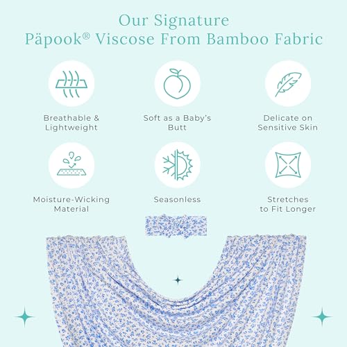 Image of Posh Peanut Swaddle Blanket & Headband Set - Viscose from Bamboo Stretchy Baby Swaddle for Newborn Girls, Receiving Blanket or Nursing Cover