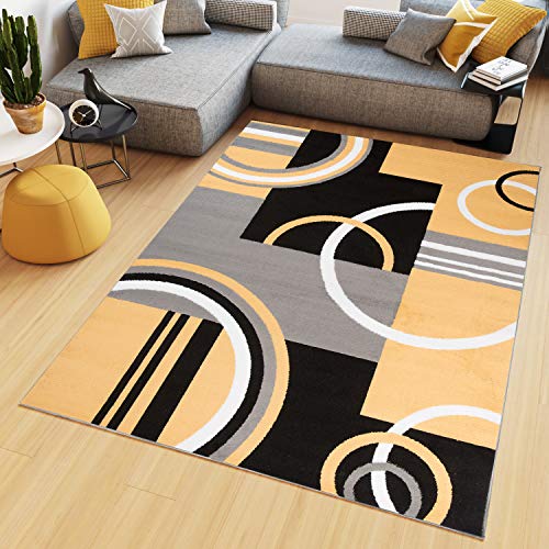 TAPISO Maya Alfombra de Pelo Corto Resistente Suave Diseño Moderno Geométrico Naranja Grafito Gris Negro Alfombra de Salón Dormitorio Habitación Infantil Oficina 180 x 250 cm