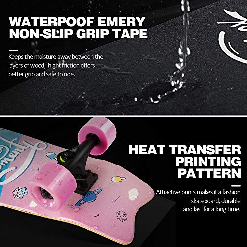 image for BELEEV Cruiser Skateboards for Beginners, 27 Inch Complete Skateboard 