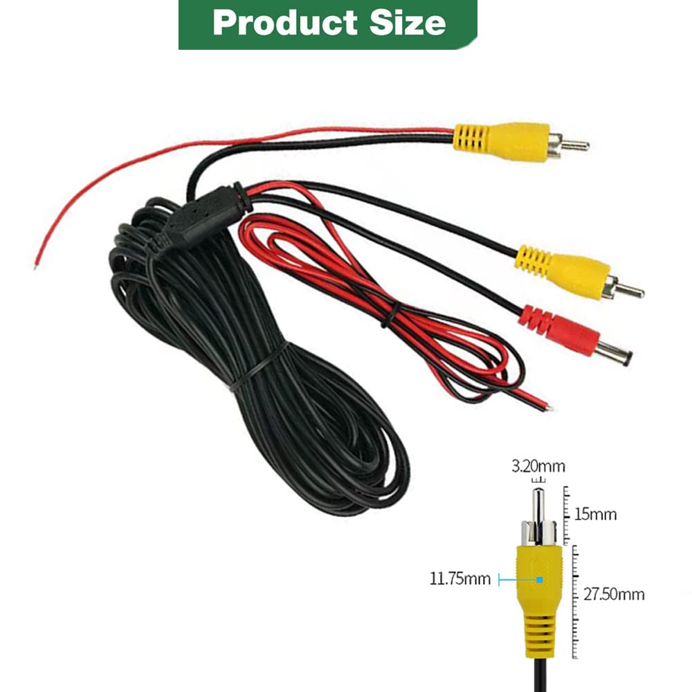 Cavo di prolunga video RCA, 6M / 20FT da maschio a maschio per autoveicoli, camion, camper, rimorchi. particolarmente utile per l'ingresso della telecamera di backup per navigatori/monitor GPS