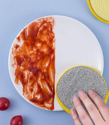 Image of 2-in-1 Dishwashing Scrub Pad - Double-Sided Wire Sponge & Soft Dish Cloth | Multipurpose Stainless Steel Scrubber for Utensils, Cookware, Pots & Pans Cleaning - Multicolor (5)