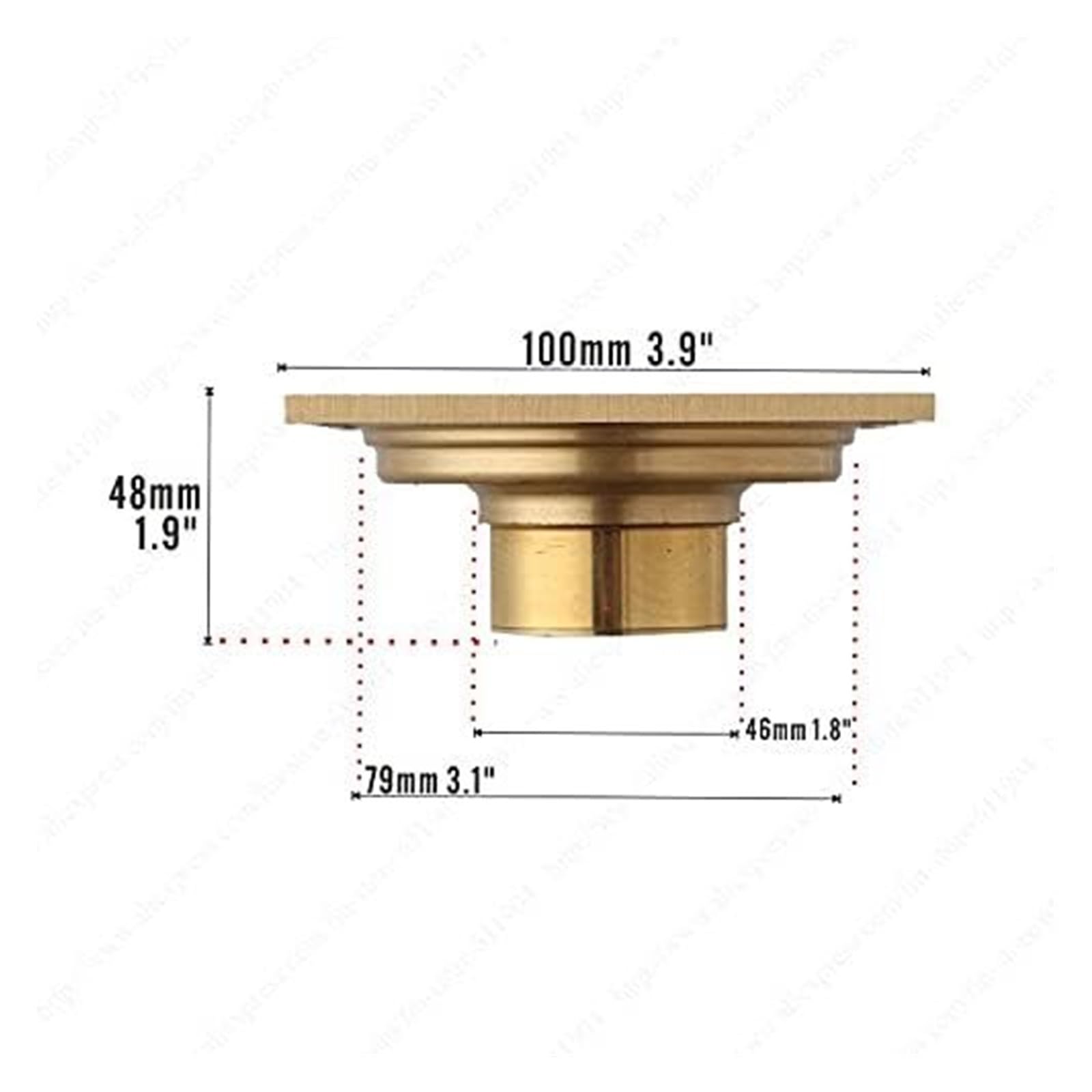 Desagüe de Piso Desagüe de Piso, Protectores de Drenaje, Llegada Desagüe de Ducha Cuadrado de latón Pulido for baño, Rejilla de desagüe for Piso, Cubierta Redonda, colador de Cabello